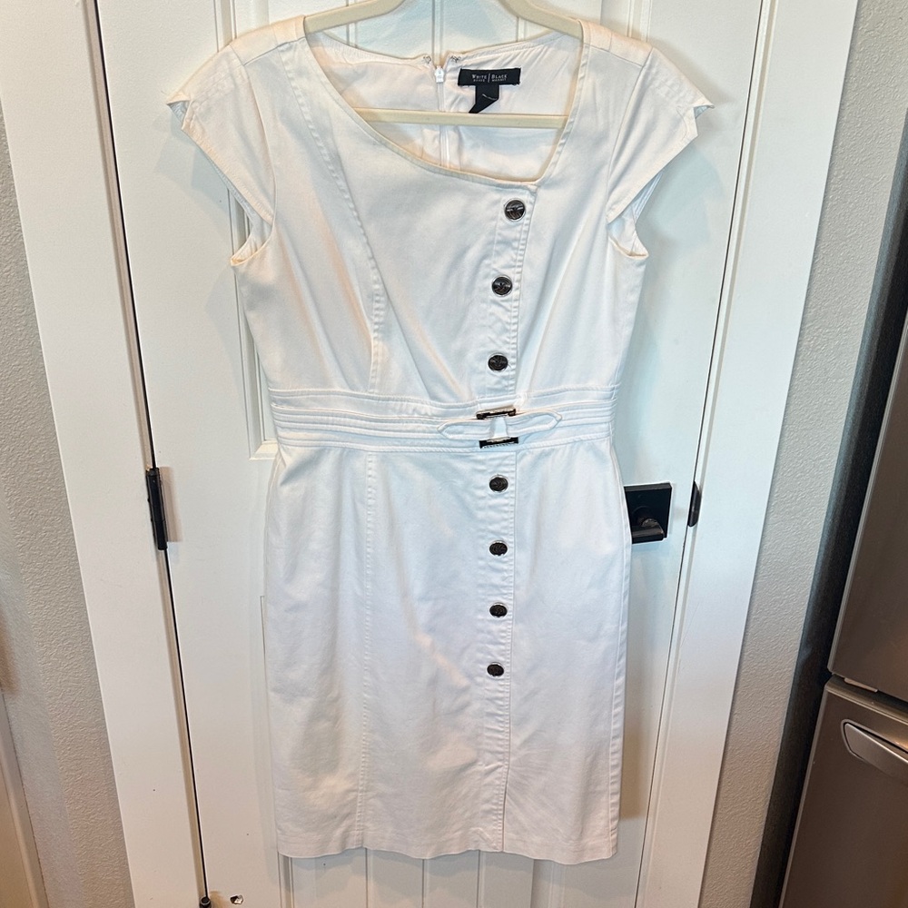 White House Black Market White Button-Down Mini Dress